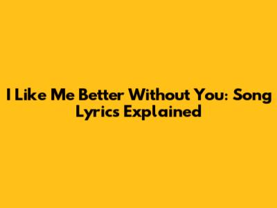 I Like Me Better Without You: Song Lyrics Explained
