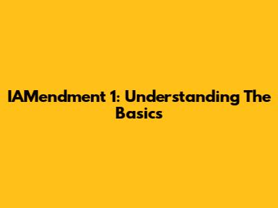 IAMendment 1: Understanding The Basics