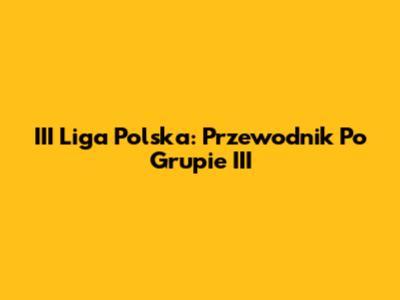 III Liga Polska: Przewodnik Po Grupie III