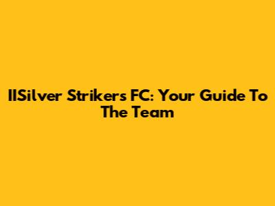 IISilver Strikers FC: Your Guide To The Team