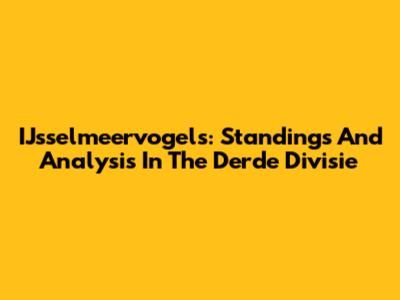IJsselmeervogels: Standings And Analysis In The Derde Divisie