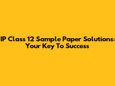 IP Class 12 Sample Paper Solutions: Your Key To Success