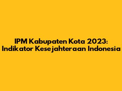 IPM Kabupaten Kota 2023: Indikator Kesejahteraan Indonesia