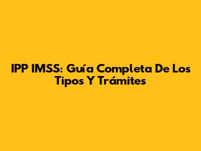 IPP IMSS: Guía Completa De Los Tipos Y Trámites