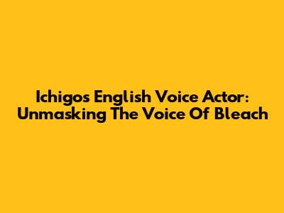 Ichigo's English Voice Actor: Unmasking The Voice Of Bleach