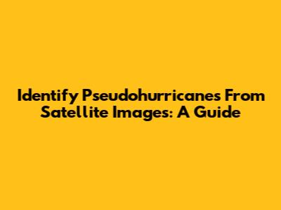 Identify Pseudohurricanes From Satellite Images: A Guide