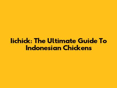 Iichick: The Ultimate Guide To Indonesian Chickens