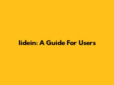 Iidein: A Guide For Users
