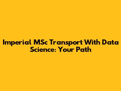 Imperial MSc Transport With Data Science: Your Path