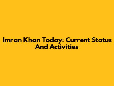 Imran Khan Today: Current Status And Activities