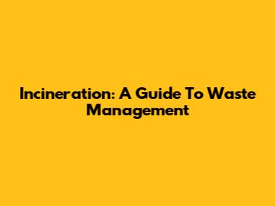 Incineration: A Guide To Waste Management