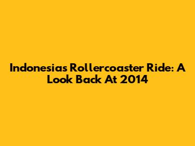 Indonesia's Rollercoaster Ride: A Look Back At 2014