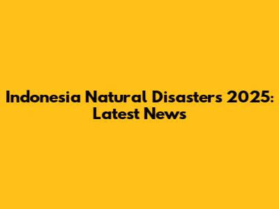 Indonesia Natural Disasters 2025: Latest News