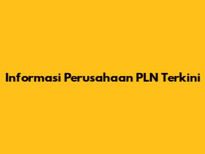 Informasi Perusahaan PLN Terkini
