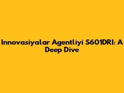 Innovasiyalar Agentliyi S601DRI: A Deep Dive