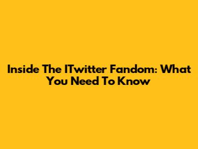 Inside The ITwitter Fandom: What You Need To Know