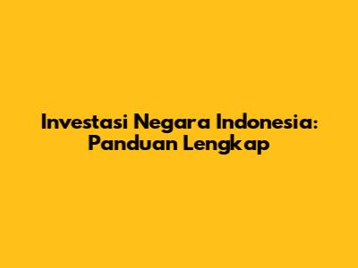 Investasi Negara Indonesia: Panduan Lengkap