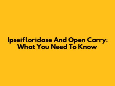 Ipseifloridase And Open Carry: What You Need To Know