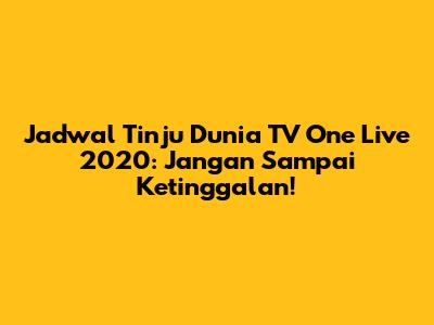 Jadwal Tinju Dunia TV One Live 2020: Jangan Sampai Ketinggalan!