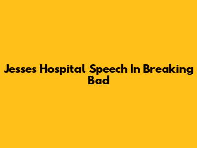 Jesse's Hospital Speech In Breaking Bad