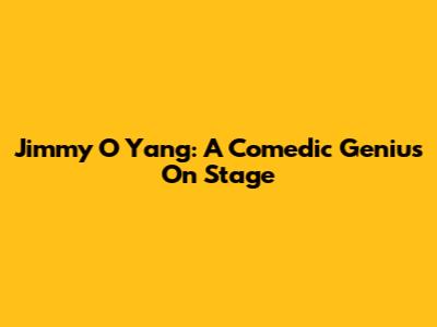 Jimmy O Yang: A Comedic Genius On Stage