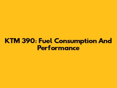 KTM 390: Fuel Consumption And Performance