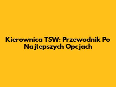 Kierownica TSW: Przewodnik Po Najlepszych Opcjach