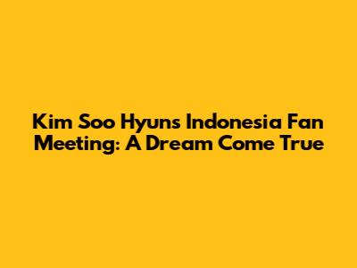 Kim Soo Hyun's Indonesia Fan Meeting: A Dream Come True