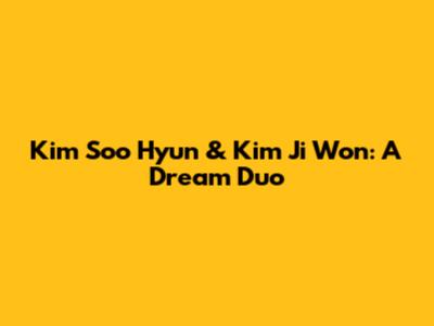 Kim Soo Hyun & Kim Ji Won: A Dream Duo