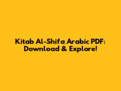 Kitab Al-Shifa Arabic PDF: Download & Explore!