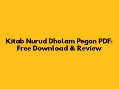 Kitab Nurud Dholam Pegon PDF: Free Download & Review