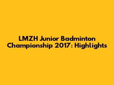 LMZH Junior Badminton Championship 2017: Highlights