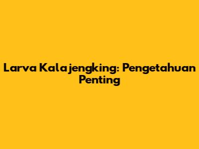 Larva Kalajengking: Pengetahuan Penting