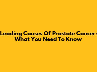 Leading Causes Of Prostate Cancer: What You Need To Know