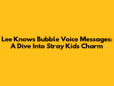 Lee Know's Bubble Voice Messages: A Dive Into Stray Kids' Charm