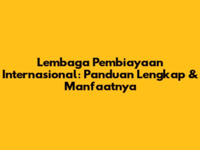 Lembaga Pembiayaan Internasional: Panduan Lengkap & Manfaatnya