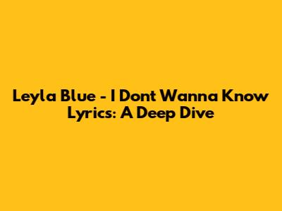 Leyla Blue - I Don't Wanna Know Lyrics: A Deep Dive