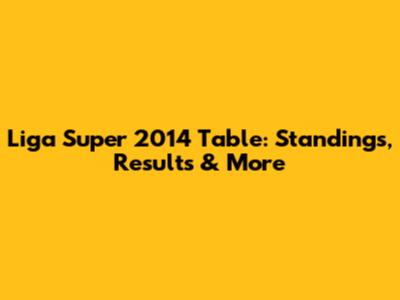 Liga Super 2014 Table: Standings, Results & More