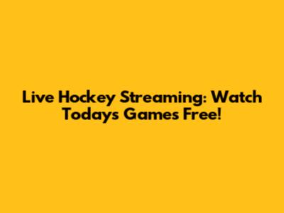 Live Hockey Streaming: Watch Today's Games Free!