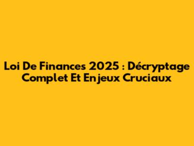 Loi De Finances 2025 : Décryptage Complet Et Enjeux Cruciaux