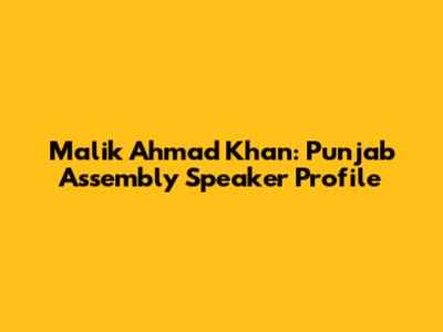 Malik Ahmad Khan: Punjab Assembly Speaker Profile