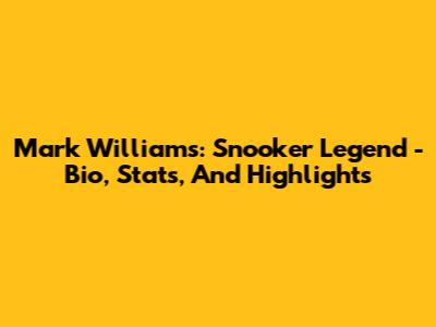 Mark Williams: Snooker Legend - Bio, Stats, And Highlights