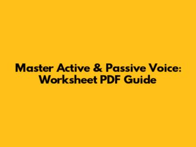 Master Active & Passive Voice: Worksheet PDF Guide