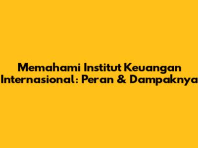 Memahami Institut Keuangan Internasional: Peran & Dampaknya