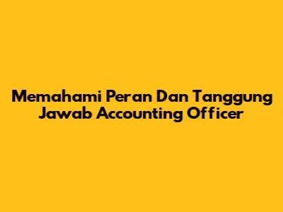 Memahami Peran Dan Tanggung Jawab Accounting Officer