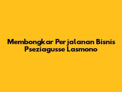 Membongkar Perjalanan Bisnis Pseziagusse Lasmono