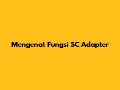 Mengenal Fungsi SC Adapter