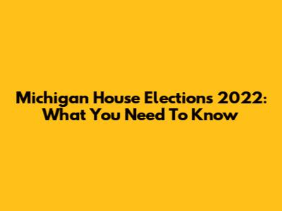 Michigan House Elections 2022: What You Need To Know