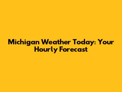 Michigan Weather Today: Your Hourly Forecast