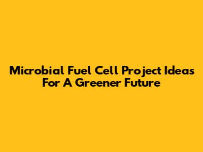 Microbial Fuel Cell Project Ideas For A Greener Future